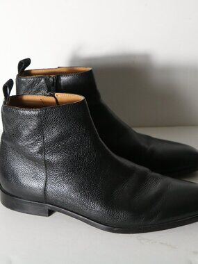 Boos Hugo Boss Mens Colby Pebbled Leather Black Dress Boot 10 Zip Up Comfort